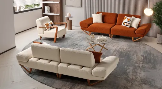 Product img 2, Kubeys Ahşap Ayaklı Bohem Koltuk Takımı